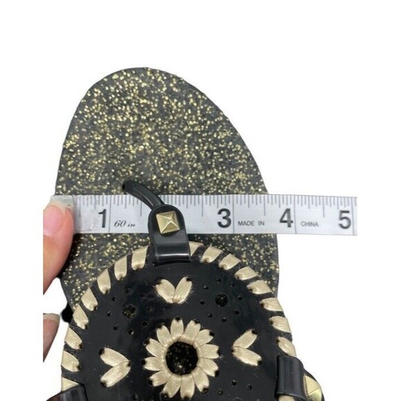 Jack Rogers Georgica Sparkle Glitter Jelly Flip Flops Sandals 7 Black Gold - Picture 10 of 10